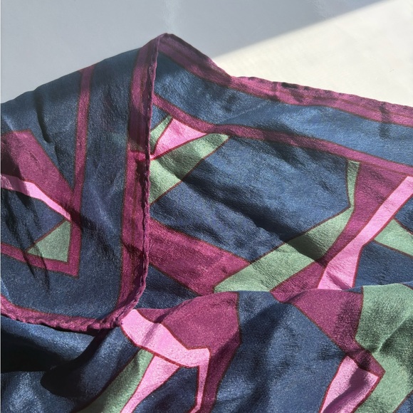 Monique Martin 100% Silk Scarf 1970s Mod Geometric Pop Art - Picture 7 of 9